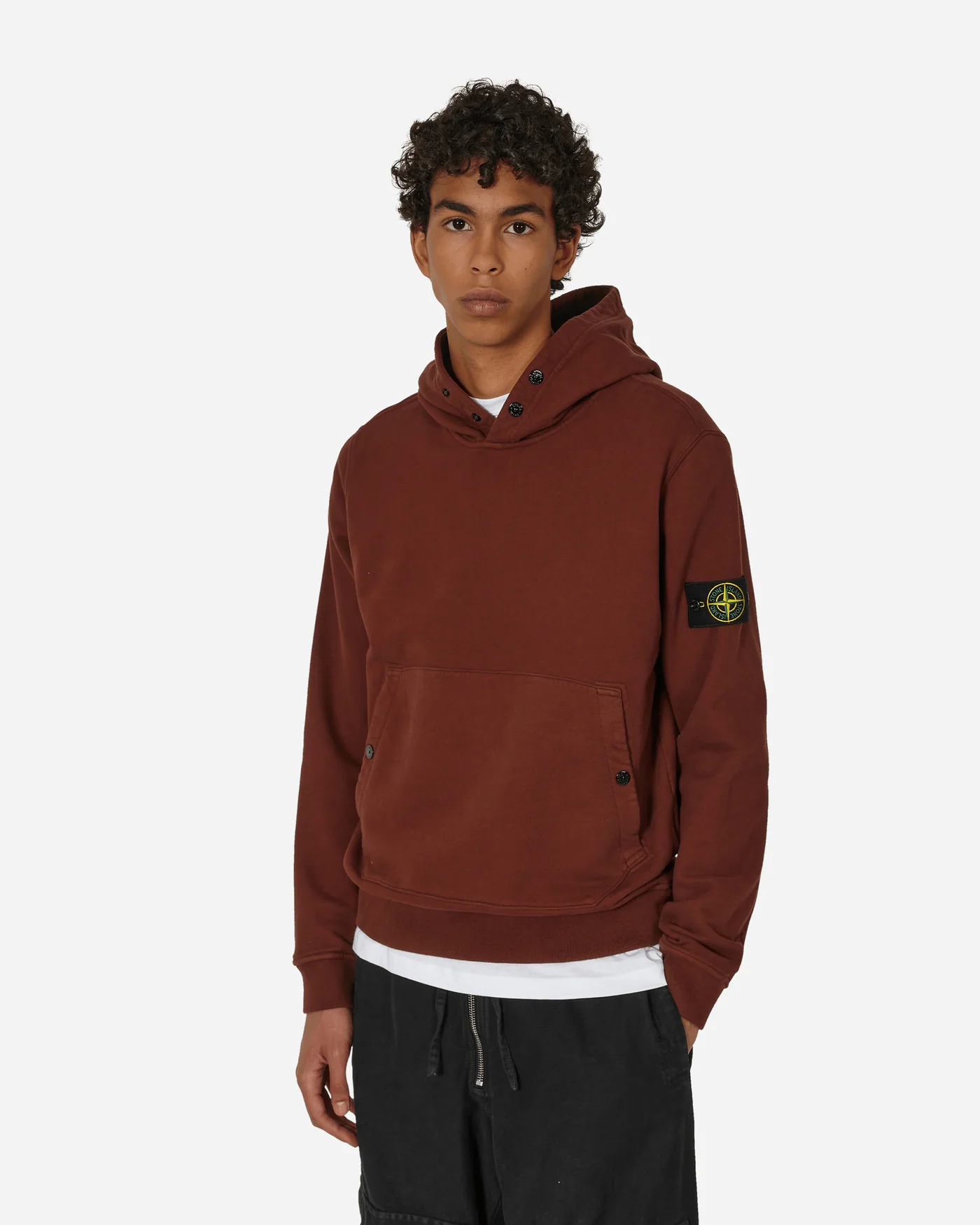 Burgundy stone island hoodie best sale